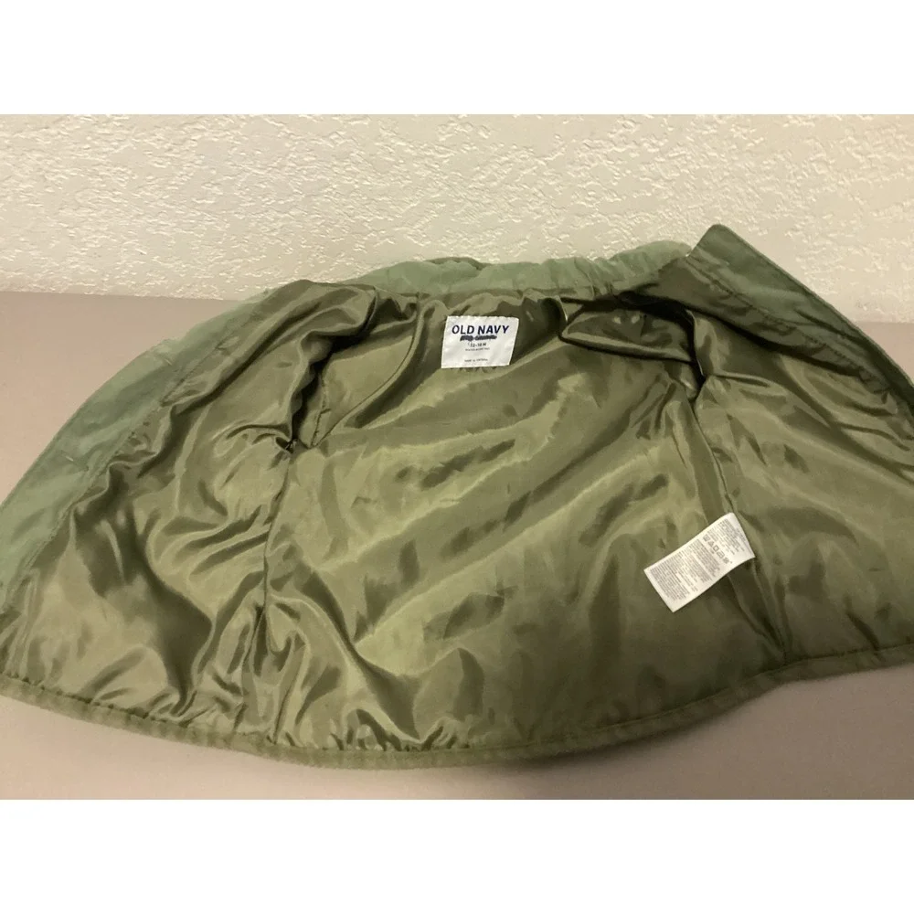 Old Navy Quilted Barn Jacket Toddler 12-18M Green Water-Resistant Field Coat